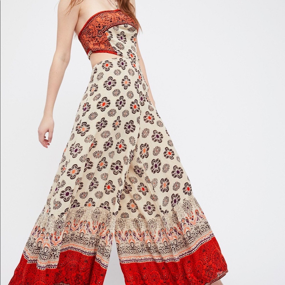 Free People Maribelle Orange Cutout Jumpsuit